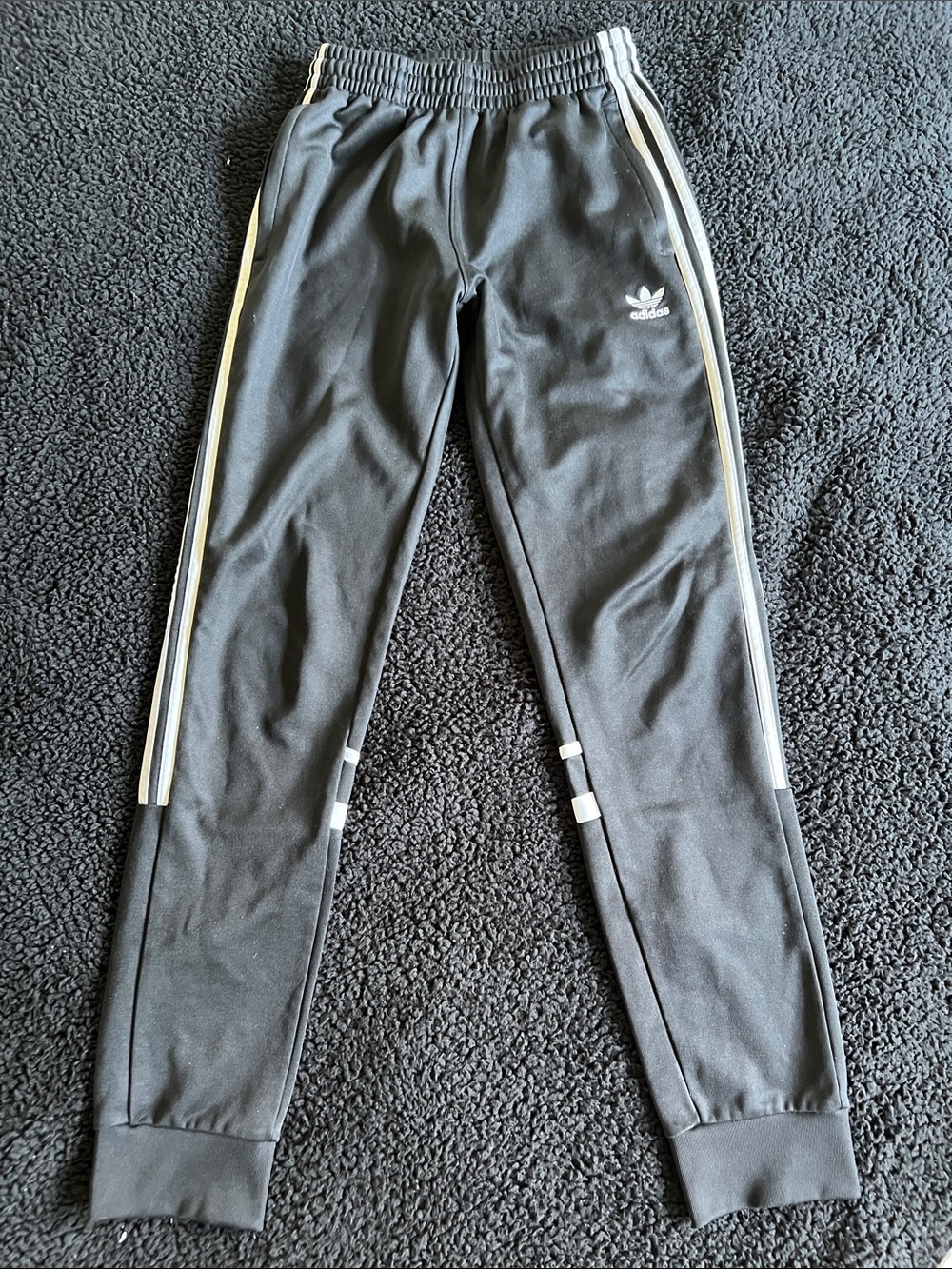 Adidas Black Joggers with White Side Stripes